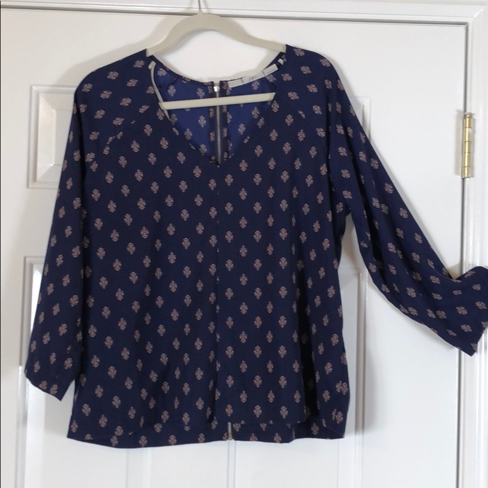 Gibson brand Navy shirt w/tan detail.